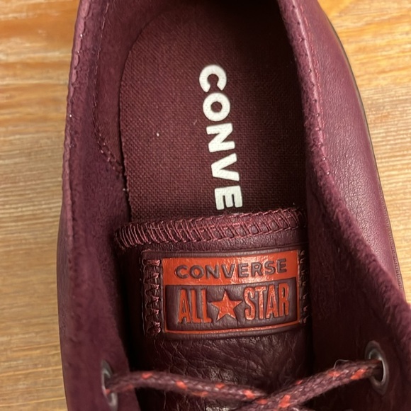 CONVERSE ALL STAR BURGUNDY LEATHER SNEAKER - Women’s 9 - Picture 5 of 11